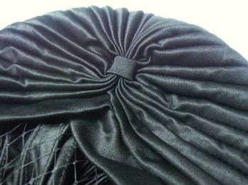 Bonnet turban original à voilette de coquetterie pinup