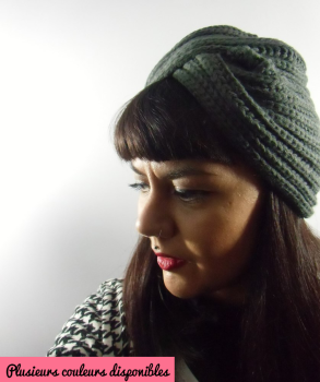 Bonnet turban simple en maille laine