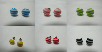 Boucles d'oreilles puces à rayures colorées "Sweet candy"