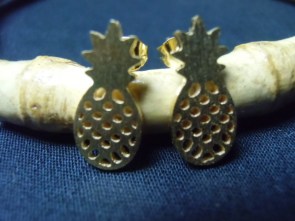 Boucles d&#39;oreilles pin-up fruit ananas minimaliste doré