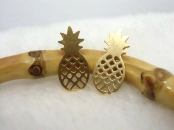 Boucles d'oreilles pin-up fruit ananas minimaliste doré