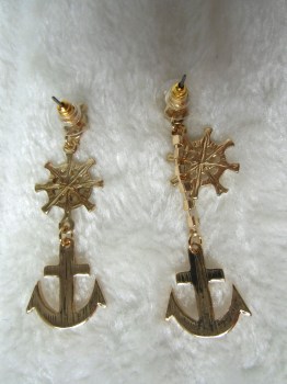 Boucles d'oreilles rétro pin-up barres ancres marines