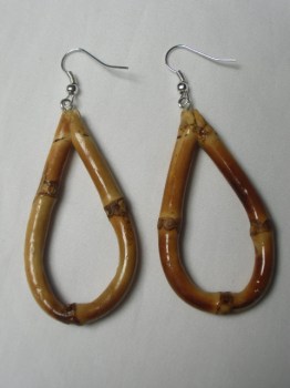 Boucles d'oreilles tiki hawaii goutte bois bambou pinup