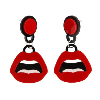 Boucles d'oreilles acrylique bouche rouge sexy cartoon