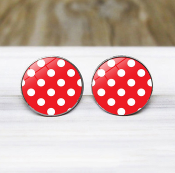 boucles-doreilles-cabochon-verre-puce-rouge-pois-blancs