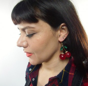 Boucles d'oreilles originales pin-up cerises rouges