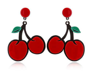 Boucles d'oreilles originales pin-up cerises acrylique