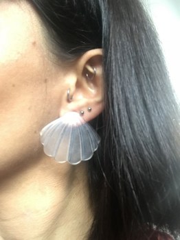 Boucles d'oreilles originales coquillages transparents