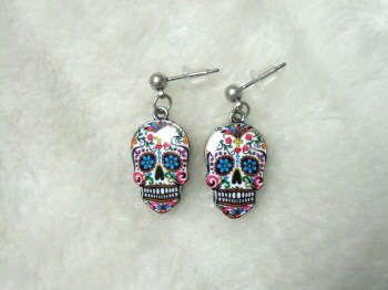 Boucles d'oreilles originales crane mexicain croix