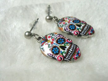 Boucles d'oreilles originales crane mexicain croix