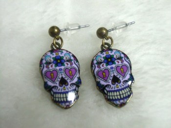 Boucles d'oreilles originales crane mexicain serrure