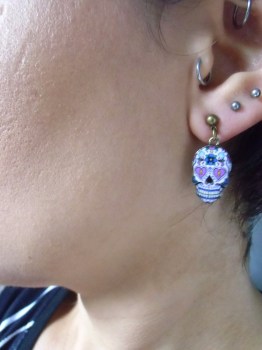 Boucles d'oreilles originales crane mexicain serrure