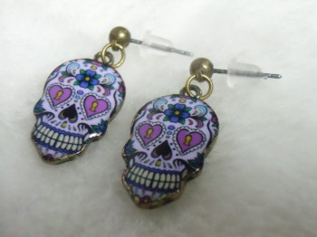 Boucles d'oreilles originales crane mexicain serrure