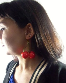 Boucles d'oreilles deux cerises rétro pinup