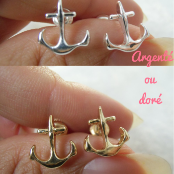 Boucles d'oreilles originales puces ancres marines