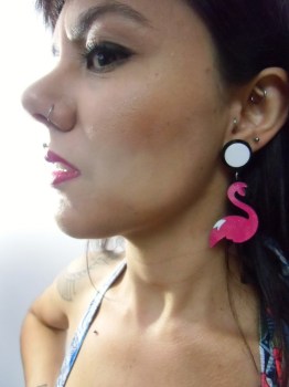 Boucles d'oreilles flamants roses pailletés fuchsia