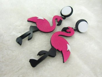 Boucles d'oreilles flamants roses pailletés fuchsia