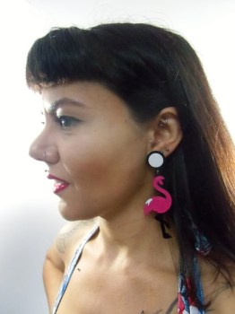 Boucles d'oreilles flamants roses pailletés fuchsia