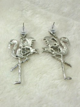 Boucles d'oreilles oiseau flamants roses strass