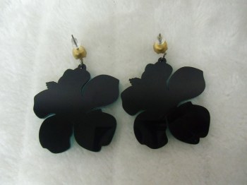 Boucles d'oreilles acrylique fleurs d'hibiscus bleus