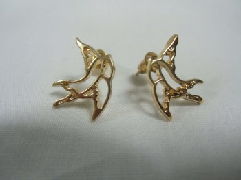Boucles d'oreilles hirondelles dorées "Pin-ups swallows"