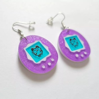 boucles-doreilles-originales-tamagotchi-violet