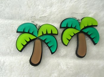 Boucles d'oreilles acrylique palmiers tropical original