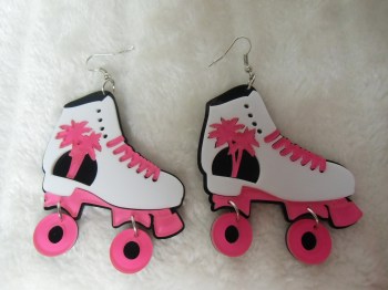 Boucles d'oreilles rétro pin-up patins à roulettes quads