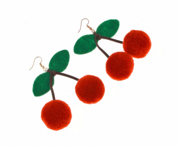 Boucles d'oreilles cerises rétro rondes en pompons