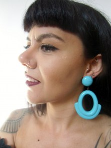 Boucles d'oreilles ovales rétro vintage résine turquoise