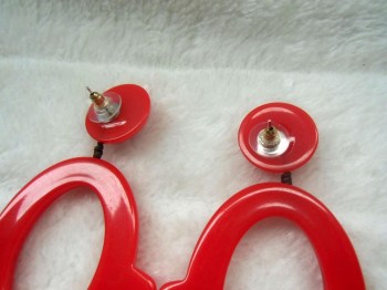 Boucles d'oreilles ovales rétro vintage résine rouge