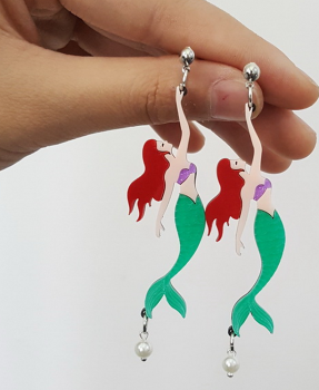 Boucles d'oreilles originales sirènes rousses