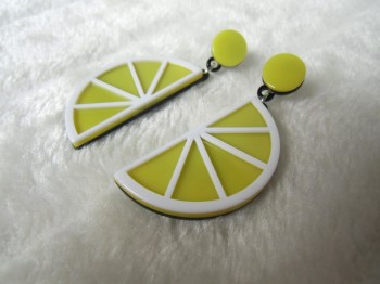 Boucles d'oreilles originales tranche de citron acrylique