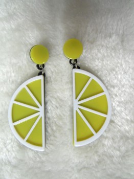 Boucles d'oreilles originales tranche de citron acrylique