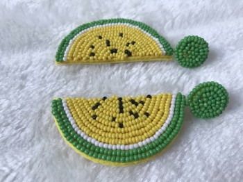 Boucles d'oreilles tranches citrons verts perles