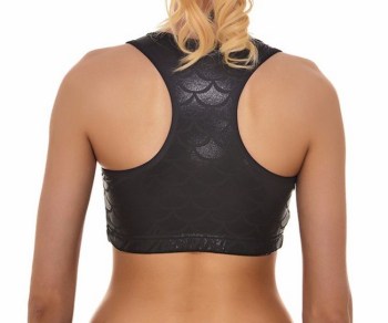 Brassière noire lamée à écailles de sirène