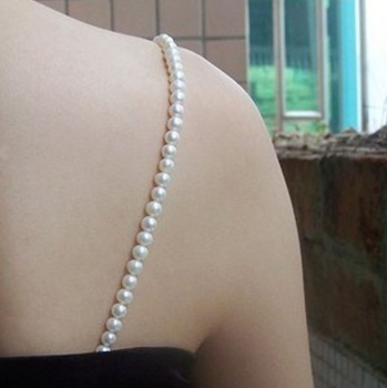 Bretelles de soutien-gorge en perles blanches réglables