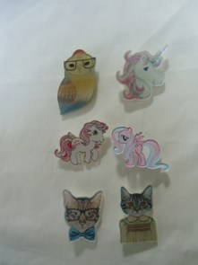 Broche animaux mignons poneys, licornes, chats