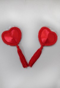 Cache-tétons coeurs rouges à pompons "Sexy red heart"