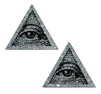 Cache-tétons nippies triangles yeux paillettes argentées