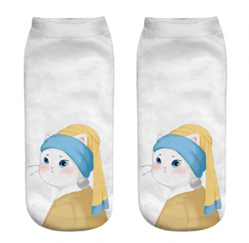 chaussettes-basses-chat-blanc-peinture-jeune-fille-perle