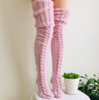 chaussettes-hautes-montantes-epaisses-hiver-roses