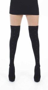 Chaussettes montantes Pamela Mann noires à clous dorés