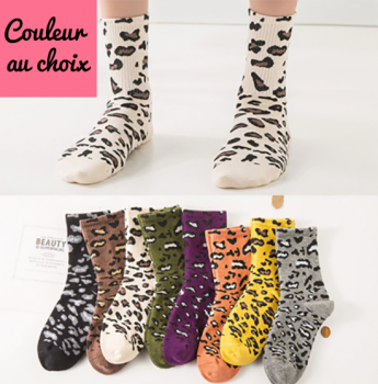 Chaussettes originales léopard coton épais