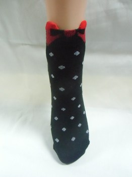 Chaussettes noires à pois blancs "Red bow"