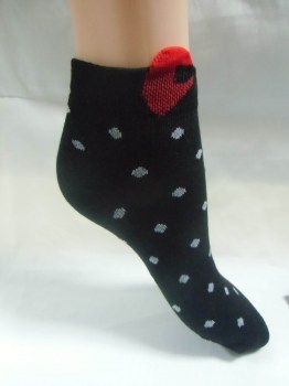 Chaussettes noires à pois blancs "Red bow"