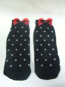 Chaussettes noires à pois blancs "Red bow"