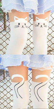 Collants harajuku kawaii tête de chats blancs