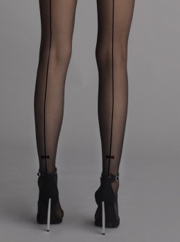 Collants couture noire à noeuds aux chevilles