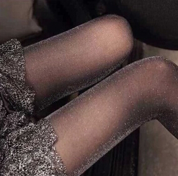 Collants voile noirs à effet paillettes argentées